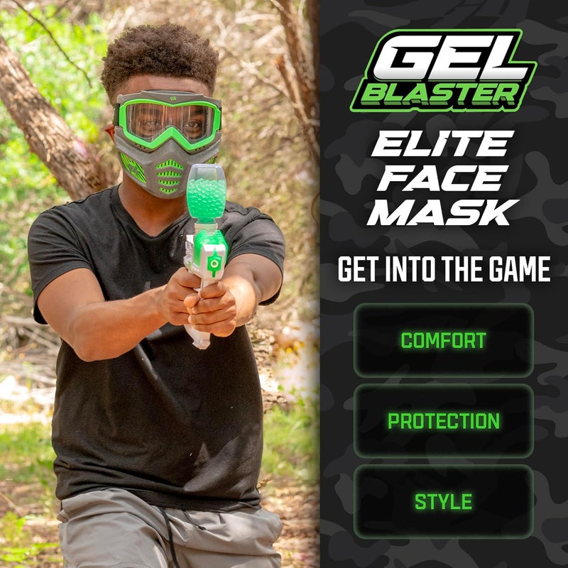 Gel Blaster Elite Face Mask - Glow in The Dark Tactical Face Mask with Detachable Goggles & Adjustable Headband - Facemask with Vented Jaw Frame Fits All Types of Faces - for Ages 14+ - Image 2